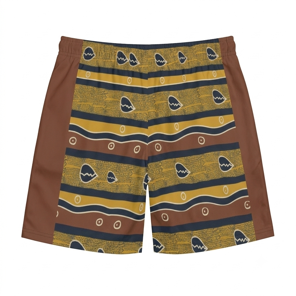 Bermuda de Bain Homme | Motifs Ethniques Marron | Nanayé
