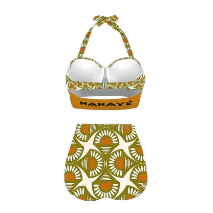 Maillot 2 Pièces Femme | Bikini Taille Haute Olive et Terracotta | Nanayé