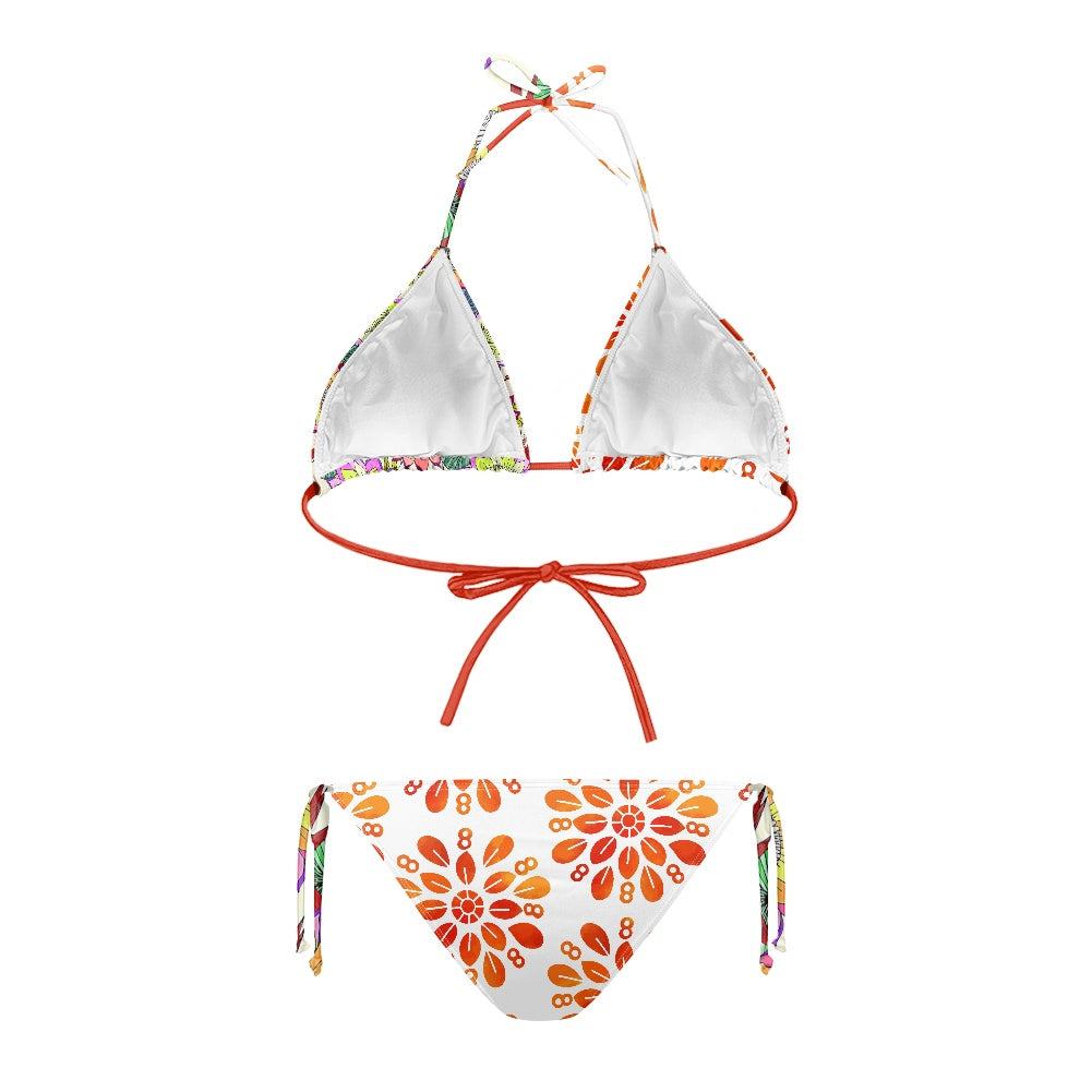 Maillot 2 Pièces Femme | Bikini Triangle Mix Tropical et Mandarine | Nanayé