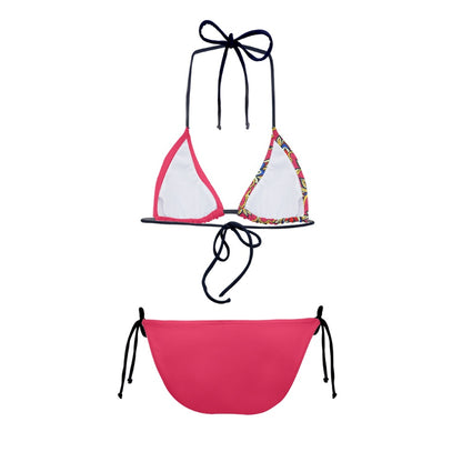 Maillot 2 Pièces Femme | Bikini Triangle  Rose Fuchsia et Imprimé Ethnique | Nanayé