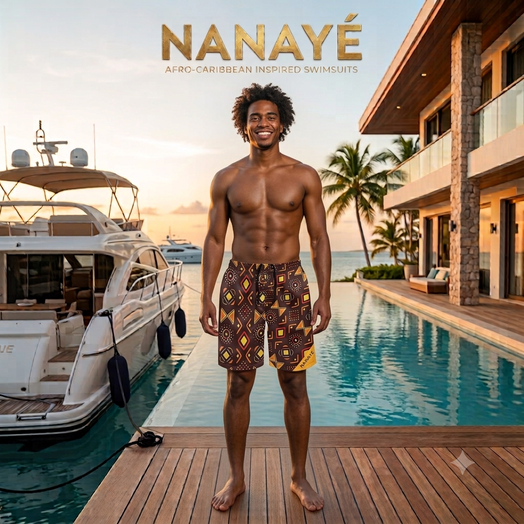 Bermuda de Bain Homme | Motifs Géométrique Marron | Nanayé