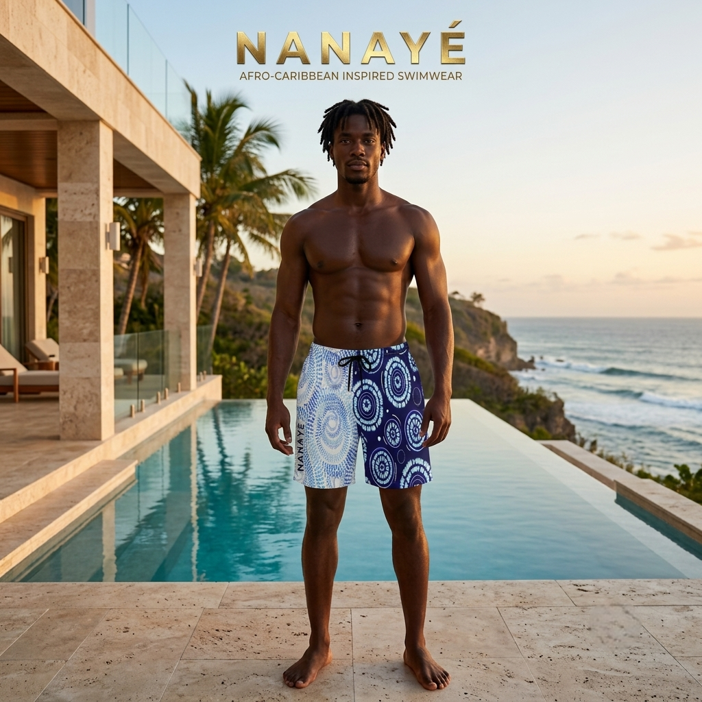 Bermuda de Bain Homme | Blue Indigo Circles | Nanayé