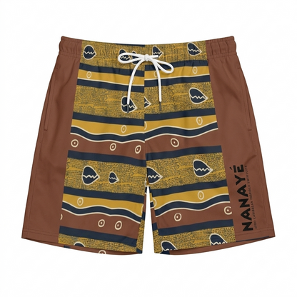 Bermuda de Bain Homme | Motifs Ethniques Marron | Nanayé