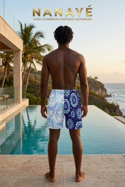 Bermuda de Bain Homme | Blue Indigo Circles | Nanayé