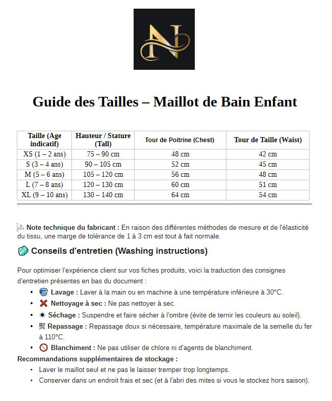 Maillot de Bain 1 pièce Nanayé Enfant