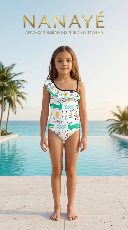 Maillot de Bain 1 Pièce Fille | Wild Safari Ruffle Junior | Nanayé