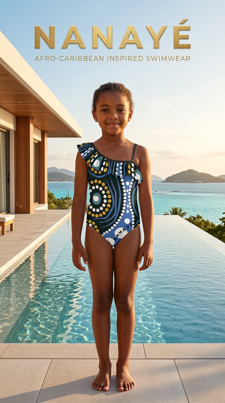 Maillot de Bain 1 Pièce Fille | Royal Dot Ruffle Junior | Nanayé